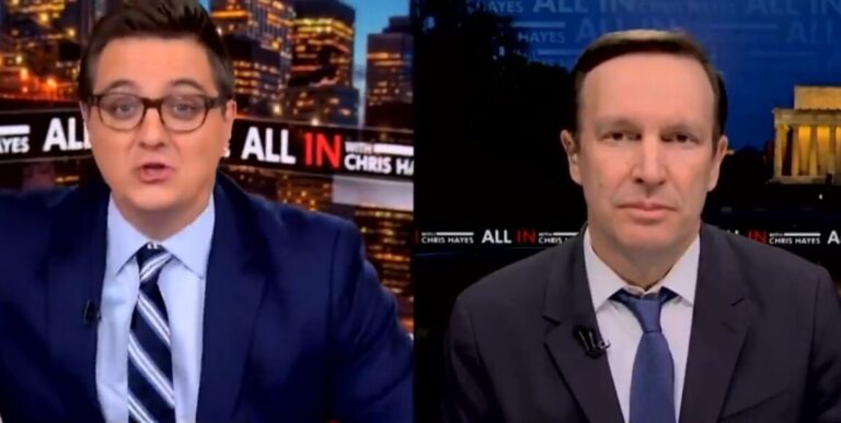 Two men split screen for interview