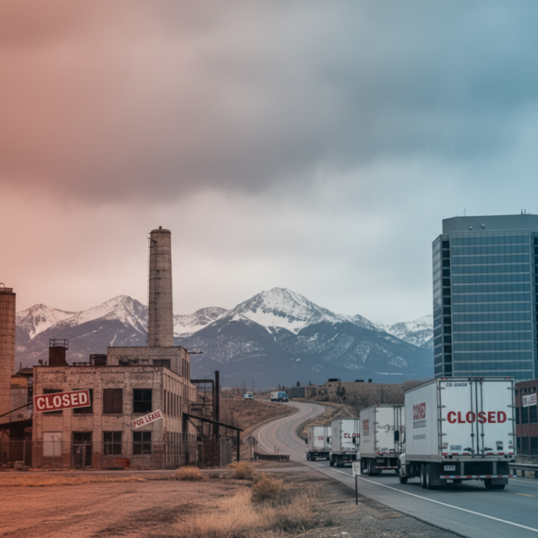 Abandoned buildings with mountains in the background