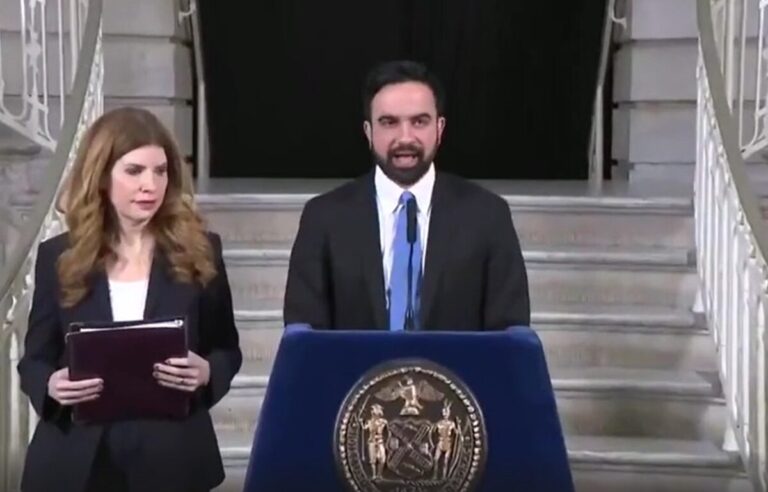 Zohran Mamdani giving speech