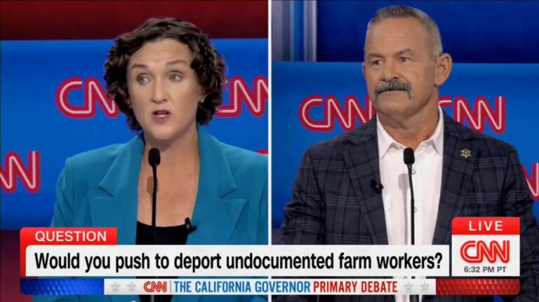 Political debate between a man and a woman