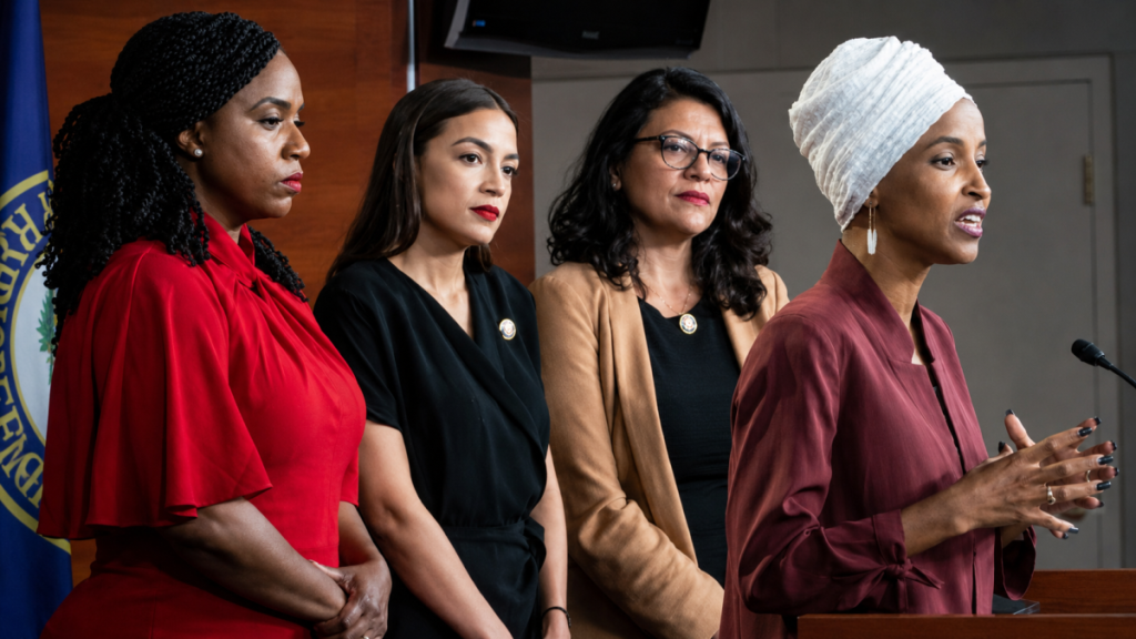 Ayanna Pressley, Ilhan Omar, Alexandria Ocasio-Cortez, and Rashida Tlaib