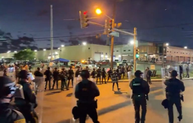 Rioting at night
