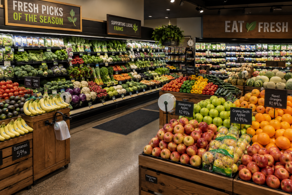 Grocery store produce section