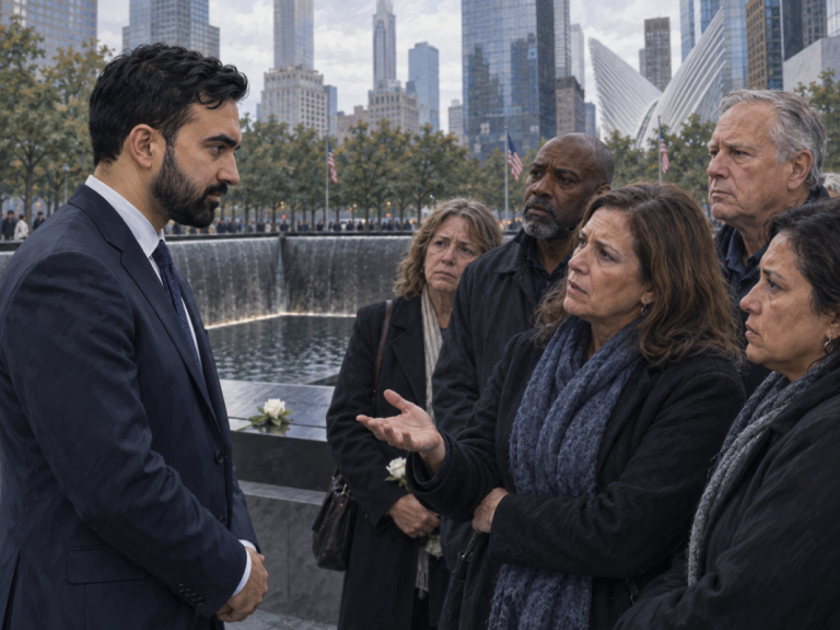 Zohran Mamdani listening to people (AI rendered)