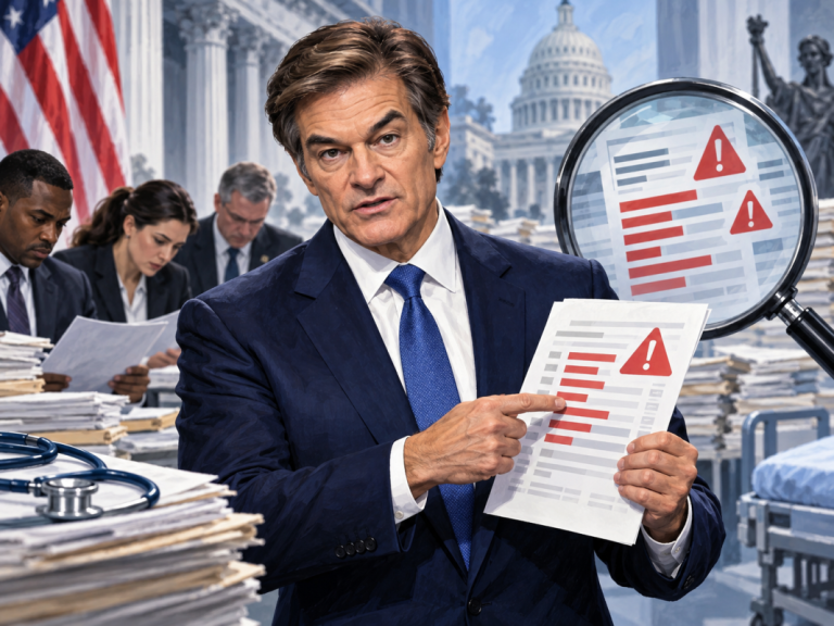 Dr Oz holding papers