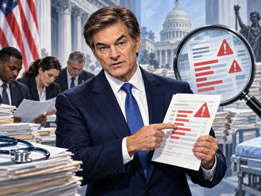 Dr Oz holding papers