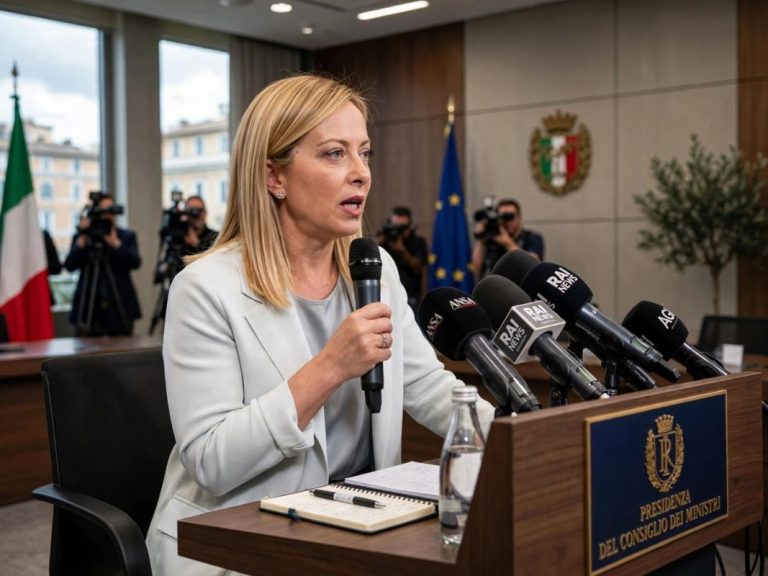 Italian Prime Minister Giorgia Meloni discussing violence and law enforcement in Italy
