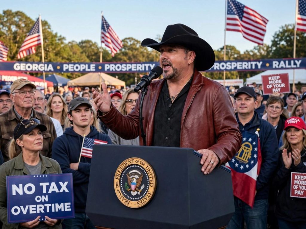 Jason Aldean introduces President Trump at a Georgia rally