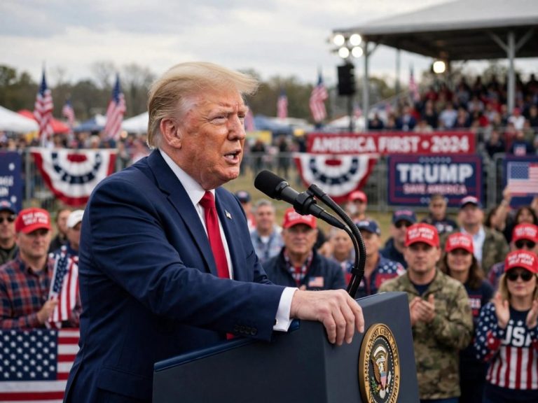 President Trump speaking at a Mississippi rally while discussing the proposed $5,000 Trump Dividend